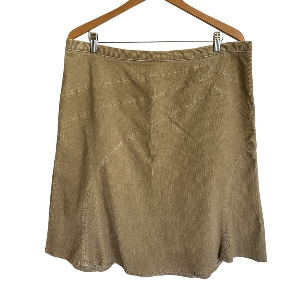 Vintage Venezia size 18 Beige Corduroy Bias Cut Skirt A-Line Stretch 90s Y2K